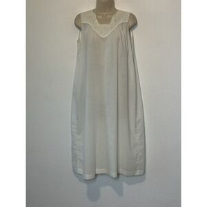 Vtg‎ Lily Hand Embroidered White Nightgown Edwardian Prairie Farmhouse 38